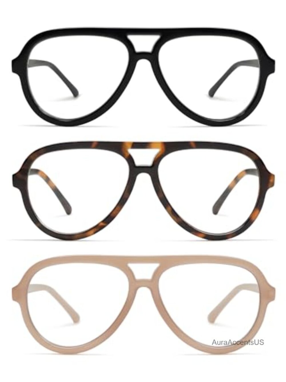 3 Pack Retro Oversized Aviator Reading Glasses Blue Light Blocking Spring Hinges
